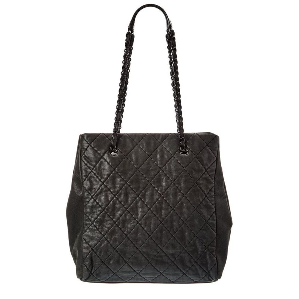 Chanel Black Calfskin Leather Cc Wild Stitch Tote (Authentic Pre-Loved)